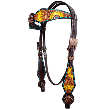 Bar H Equine Genuine Western American Leather Horse Premium Headstall & Breast Collar Set